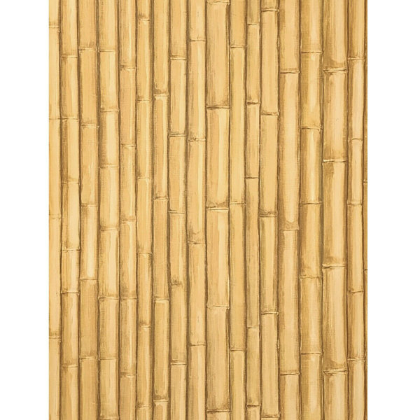Bay Isle Home Yellow Brown Bamboo Pattern Wallpaper Roll Modern